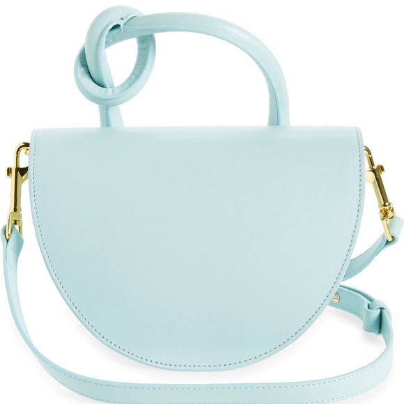 ❄️❄️✨ YUZEFI Pretzel Bag Tiffany Blue Leather Crossbody✨ Made in Spain - Picture 6 of 12